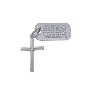 Vintage Silver Tone Cross with Jeremiah 29:11 Tag Pendant